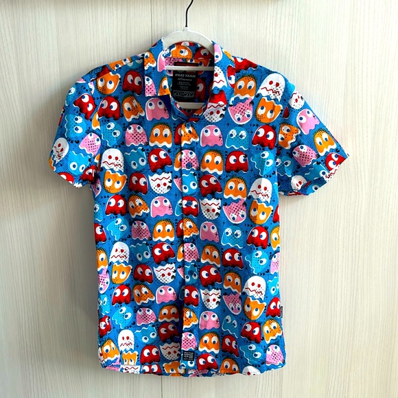 MEN'S PAC-MAN PHAT FARM SHORT SLEEVE SHIRT SIZE Small abstract maximalist - Picture 2 of 9